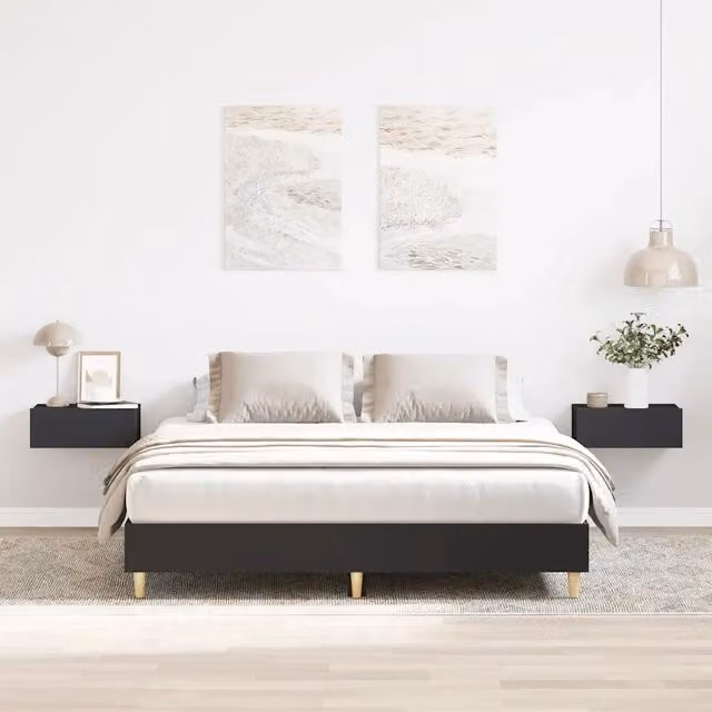 Giroletto vidaXL in legno multistrato nero L/P/H: 200 x 140 x 25 cm senza materasso