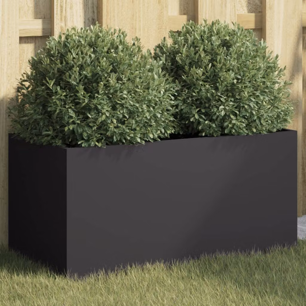 Fioriera vidaXL in acciaio nera L: 62 cm, P: 30 cm, H: 29 cm