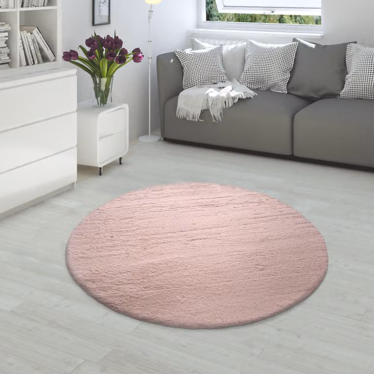 Tappeto rotondo in ecopelliccia Fluffy rosa Diametro: 120 cm