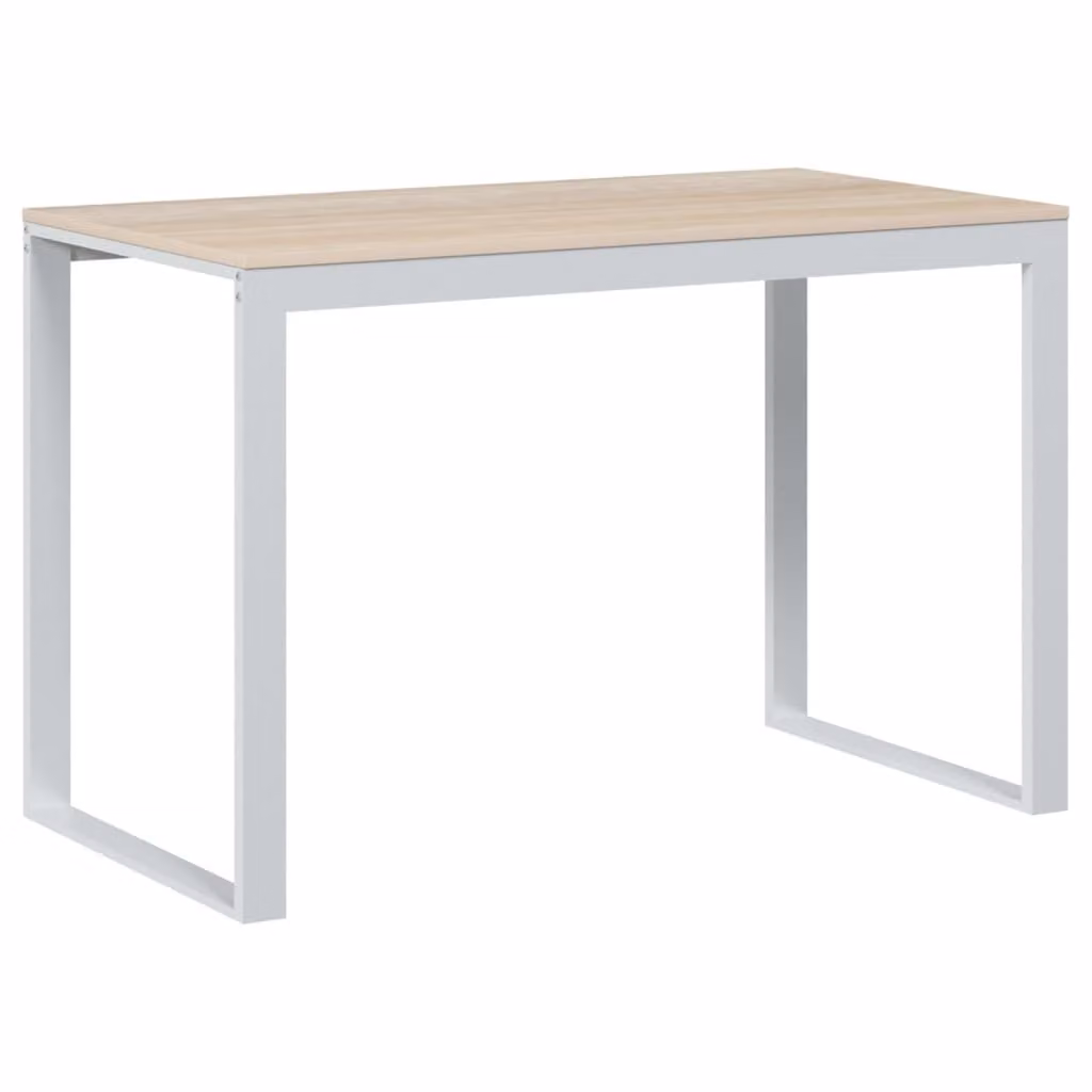 Scrivania Computer Bianca e Rovere 110x60x73 Legno Multistrato