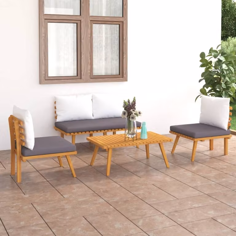 Maison Exclusive - Set da giardino 4 pezzi con cuscini in legno massello di acacia