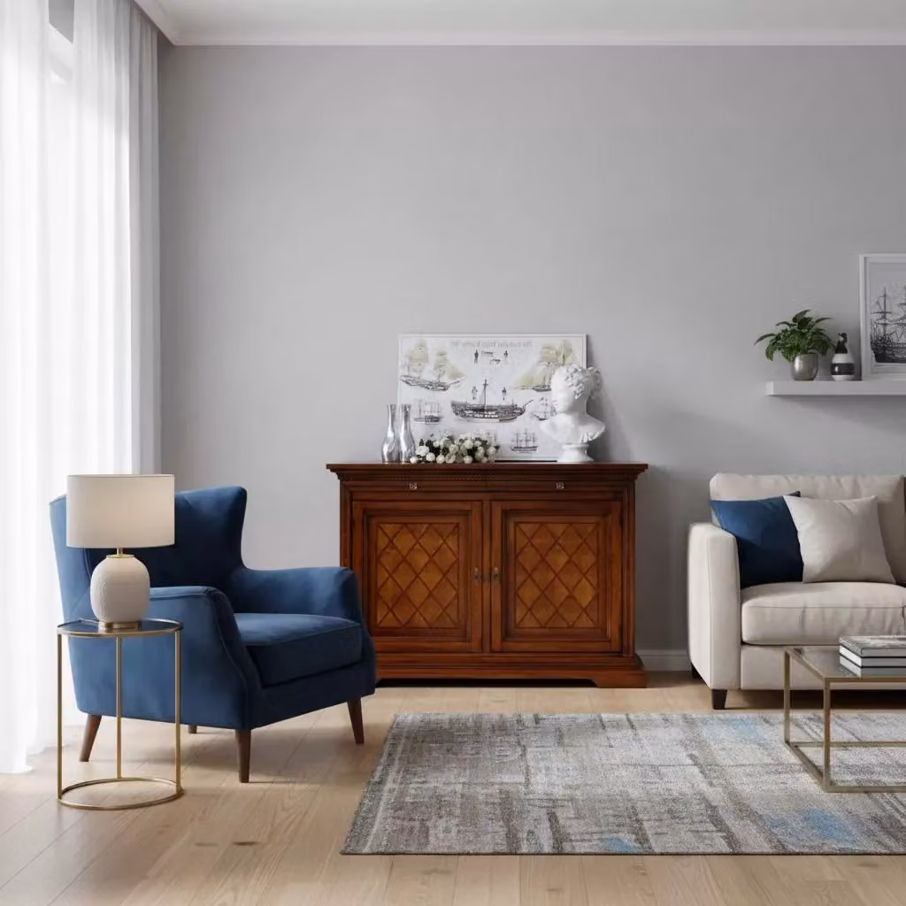 Madia credenza in legno stile arte povera color noce con 2 porte Mobili 2G L/P/H: 160 x 50 x 115 cm – 2