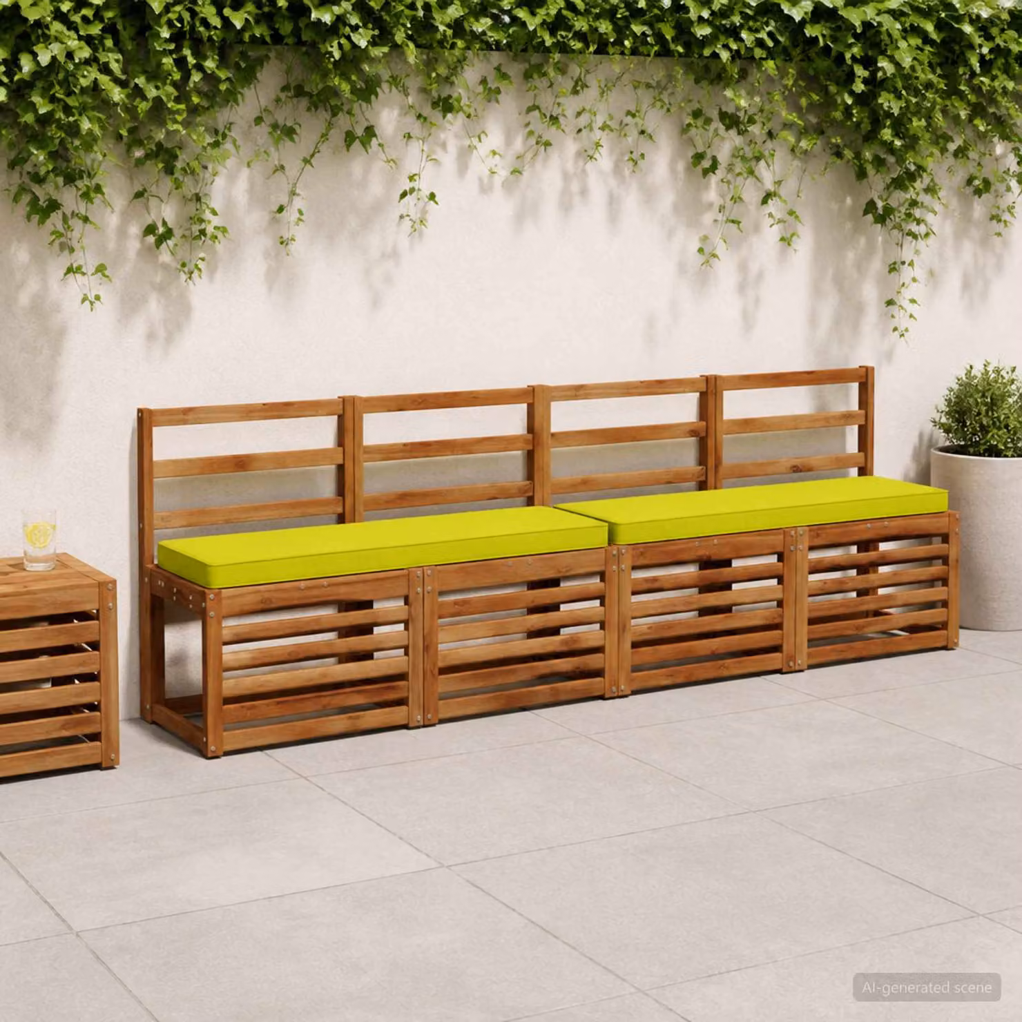 Set di 2 cuscini per panchina vidaXL VUGHT in poliestere verde con rivestimento rimovibile e resistente ai raggi UV