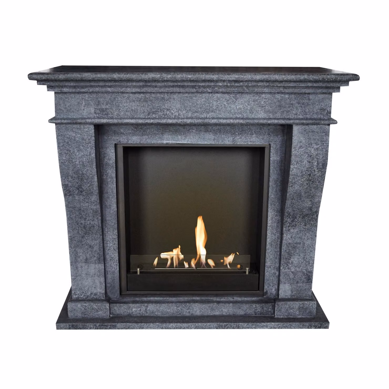 Caminetto a etanolo Xaralyn - Kreta BIU-SBU - pietra naturale nera - riscaldamento a 3 kW - caminetto da incasso incluso - caminetto decorativo