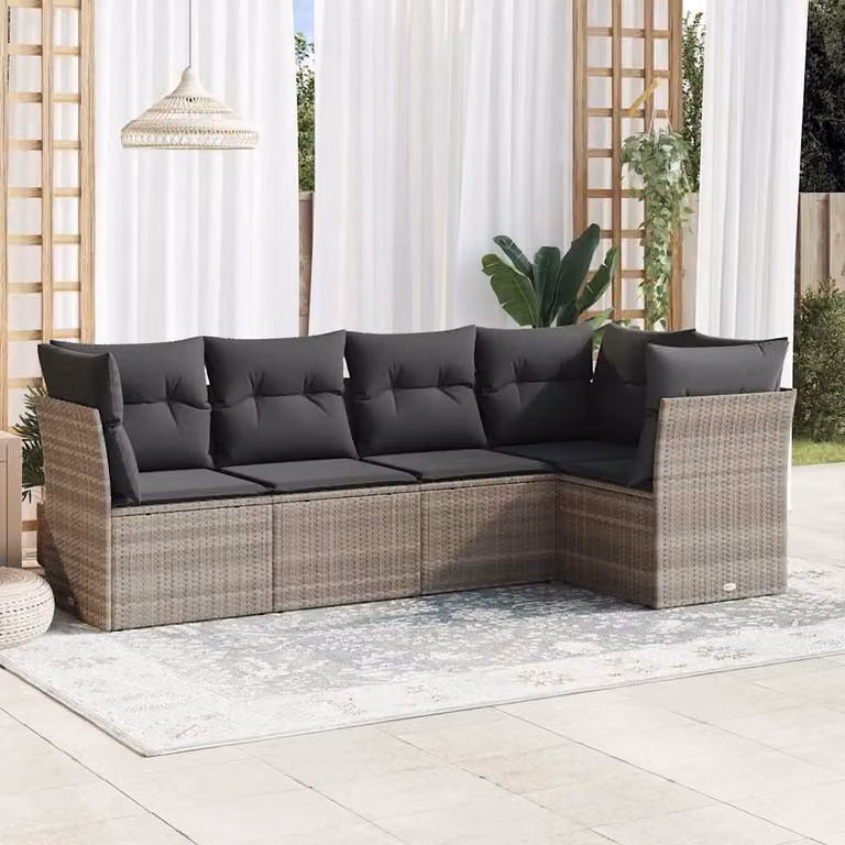 vidaXL Set Divano da Giardino a L con Cuscini Grigio Chiaro e Struttura in Metallo