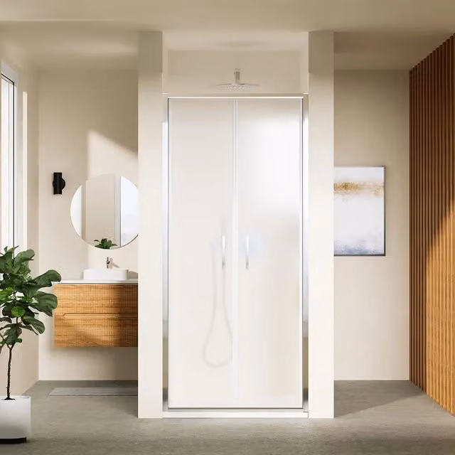 Porta doccia 80cm con apertura saloon profili slim cromati vetro 6mm opaco h190 | Portofino