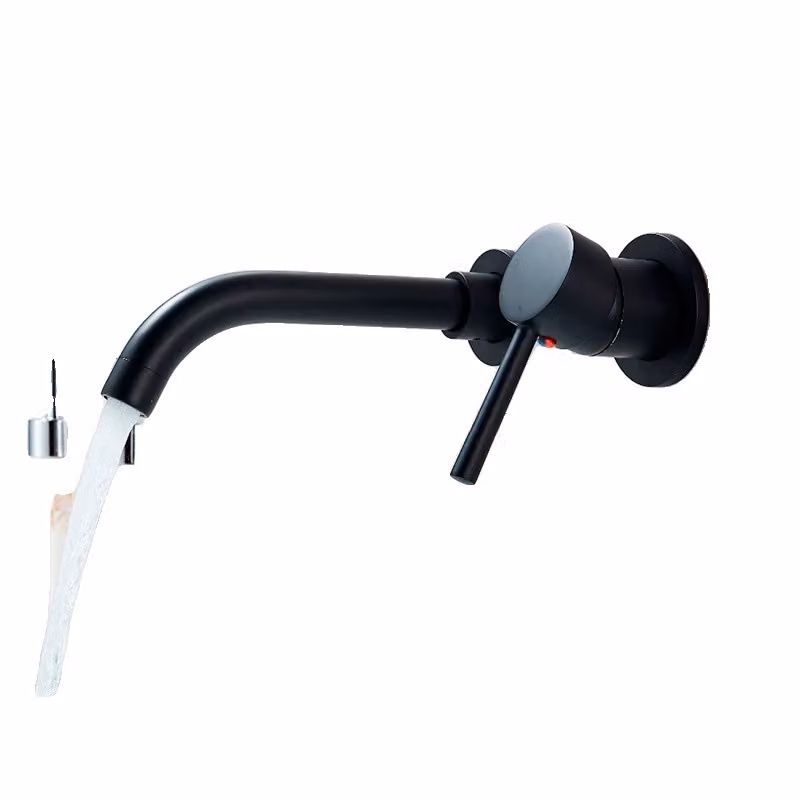 Miscelatore per lavabo, a parete, monocomando, nero opaco