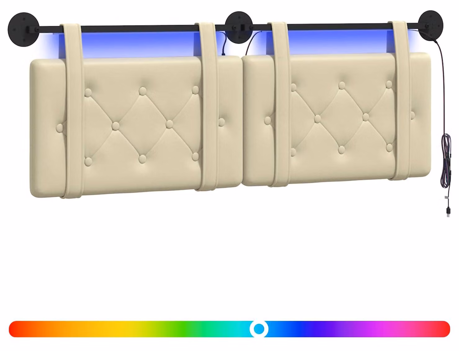Testiera sospesa Con luce LED Crema Pelle finta