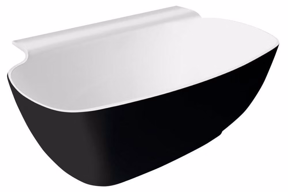 NIGRA vasca freestanding in marmo fuso 158x80x45cm, bianco/nero