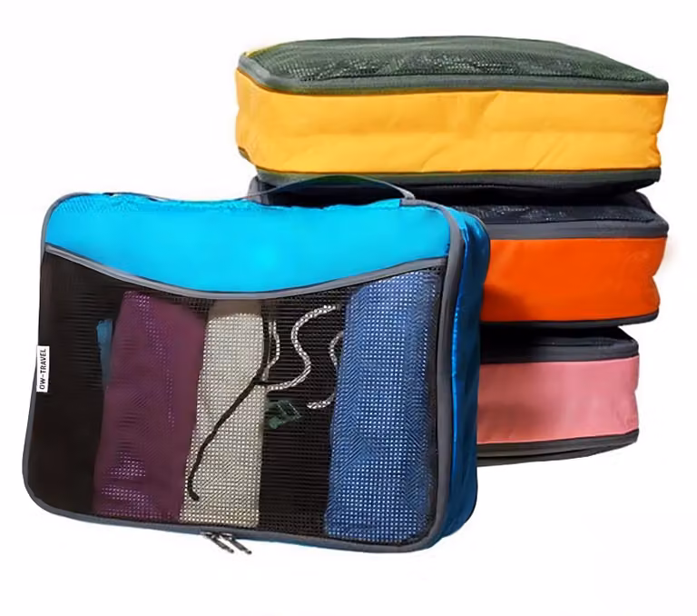 Cubi organizzatori per valigia - 4 pezzi - Leggeri - Multicolore - Per viaggio e casa
