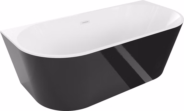 Mexen Oval vasca da bagno freestanding adiacente al muro 140 x 75 cm, bianca/nera, troppo pieno bianco - 52671407575-20