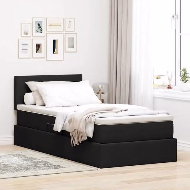 Letto con contenitore e materasso vidaXL in velluto nero L/P/H: 90 x 200 cm