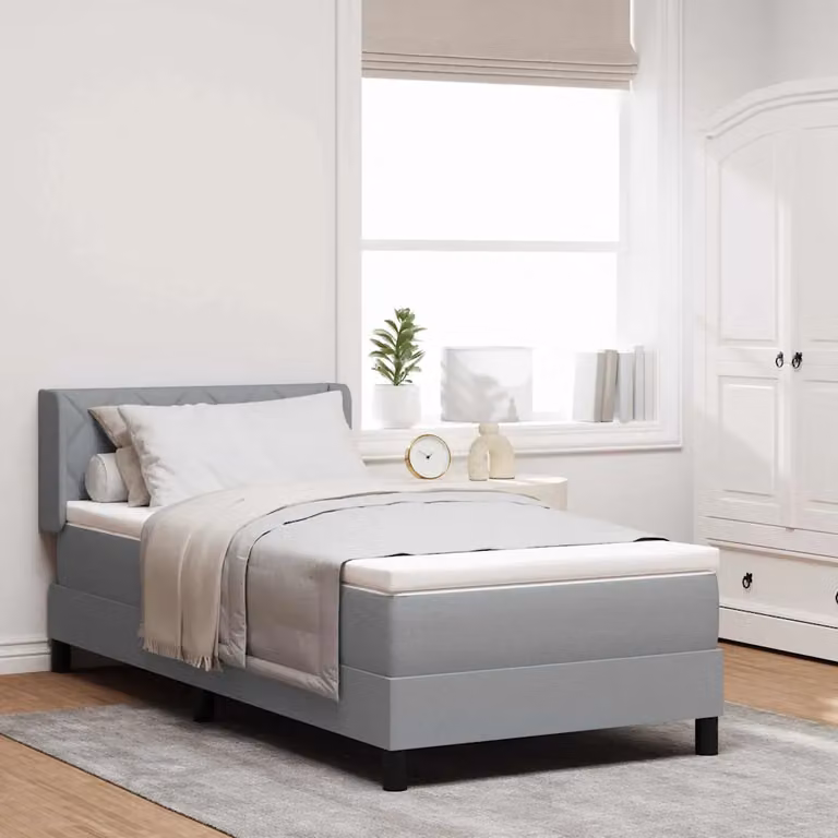 Letto a molle con testiera vidaXL in tessuto Grigio, L 90 cm x P 200 cm