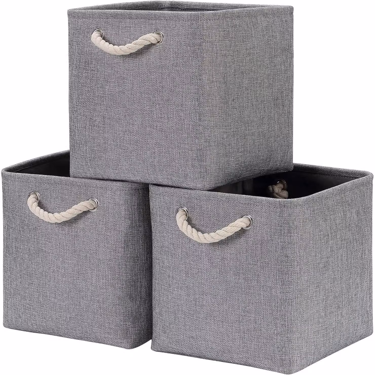 Contenitore in tessuto, colore grigio, 33 x 38 x 33 cm, set da 3