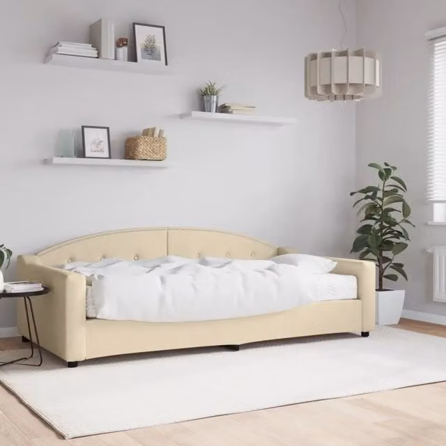 Divano Letto Moderno vidaXL in Tessuto Beige con Materasso 100x200 cm