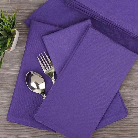Set di 12 tovaglioli in cotone SweetNeedle viola certificati Oeko-Tex Standard 100