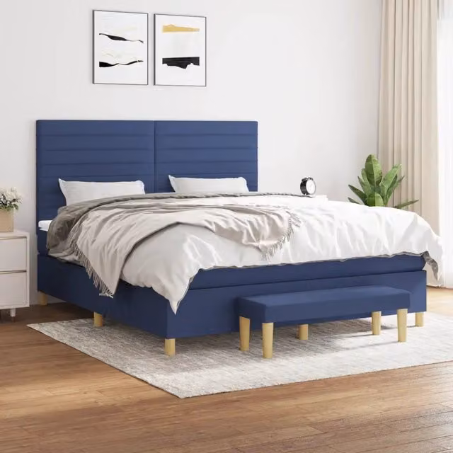 Letto Ibrido con Giroletto a Molle e Materasso vidaXL, Colore Blu e Bianco, L/P: 180 x 200 cm
