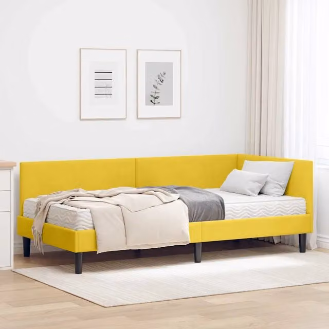 Struttura Letto Angolare con Materasso 2 pz Giallo 90 x 190 cm 3393774