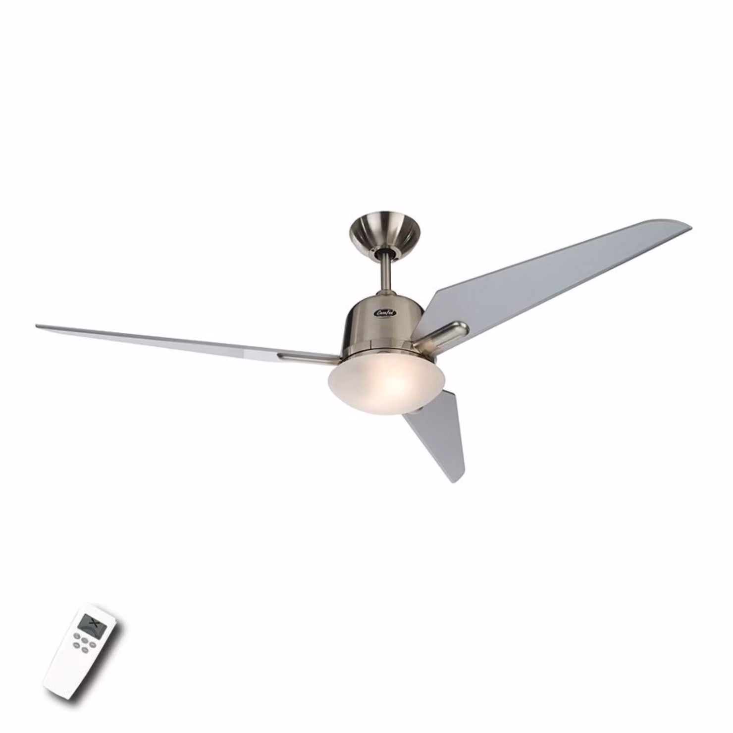 CasaFan Ventilatore da soffitto ECO AVIATOS, Ø 132 cm, argento, DC, silenzioso AVIATOS, Alluminio / Grigio / Zincato, Soggiorno / Sala da pranzo, Legno, Moderno