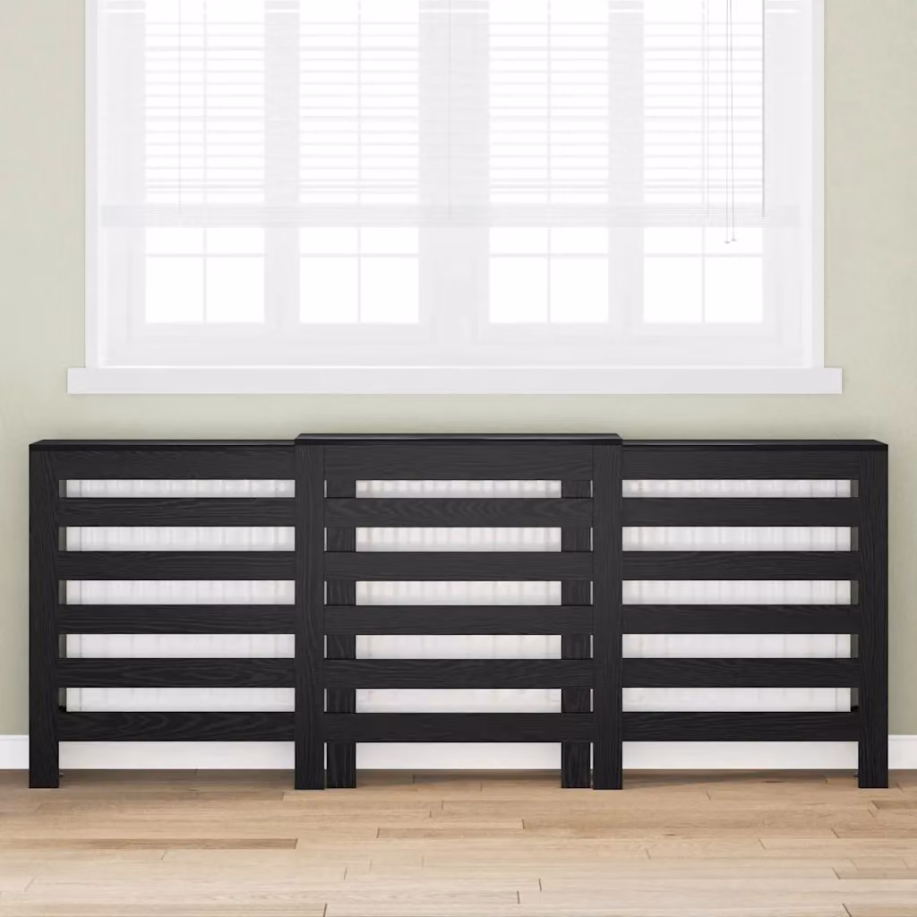 Copertura per radiatori vidaXL in legno MDF Rovere Nero L 205 cm x P 21,5 cm x H 83,5 cm