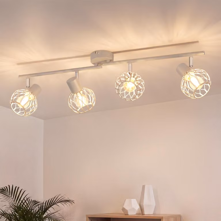 ZMH Lampada da soffitto a LED, 4 luci, colore grigio, attacco E14, metallo, ideale per la cucina, orientabile a 350°, lampada per il soggiorno, faretti da soffitto, illuminazione interna, adatta per corridoi e cucine