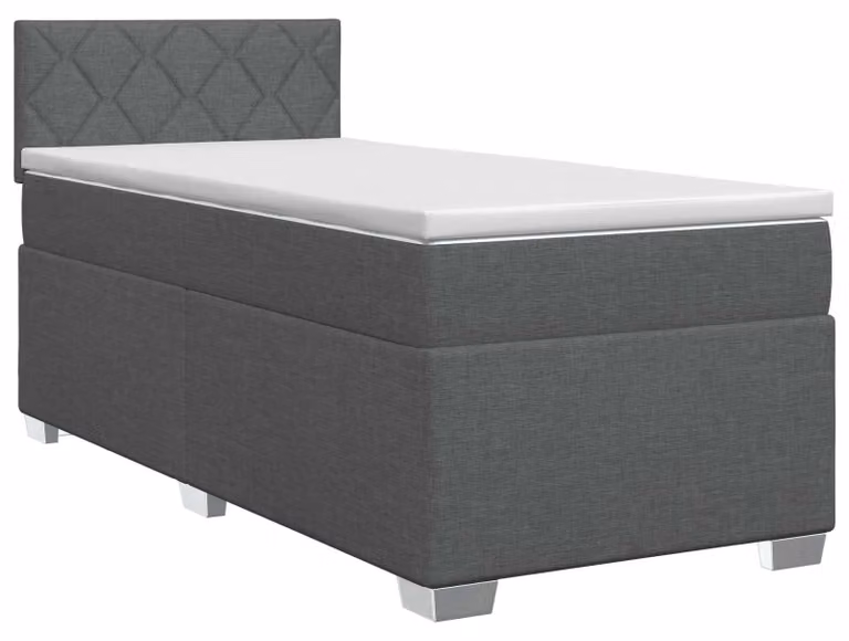 Letto a molle con materasso grigio scuro 80 x 200 cm in tessuto
