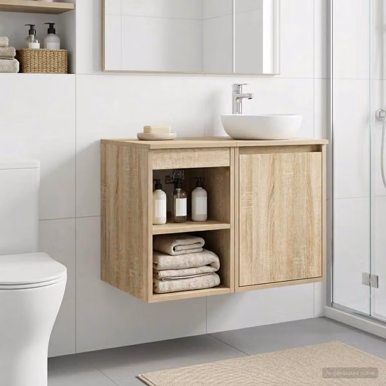 Armadio da bagno moderno vidaXL In-between in rovere Sonoma marrone L 30 cm x P 41 cm x H 50 cm