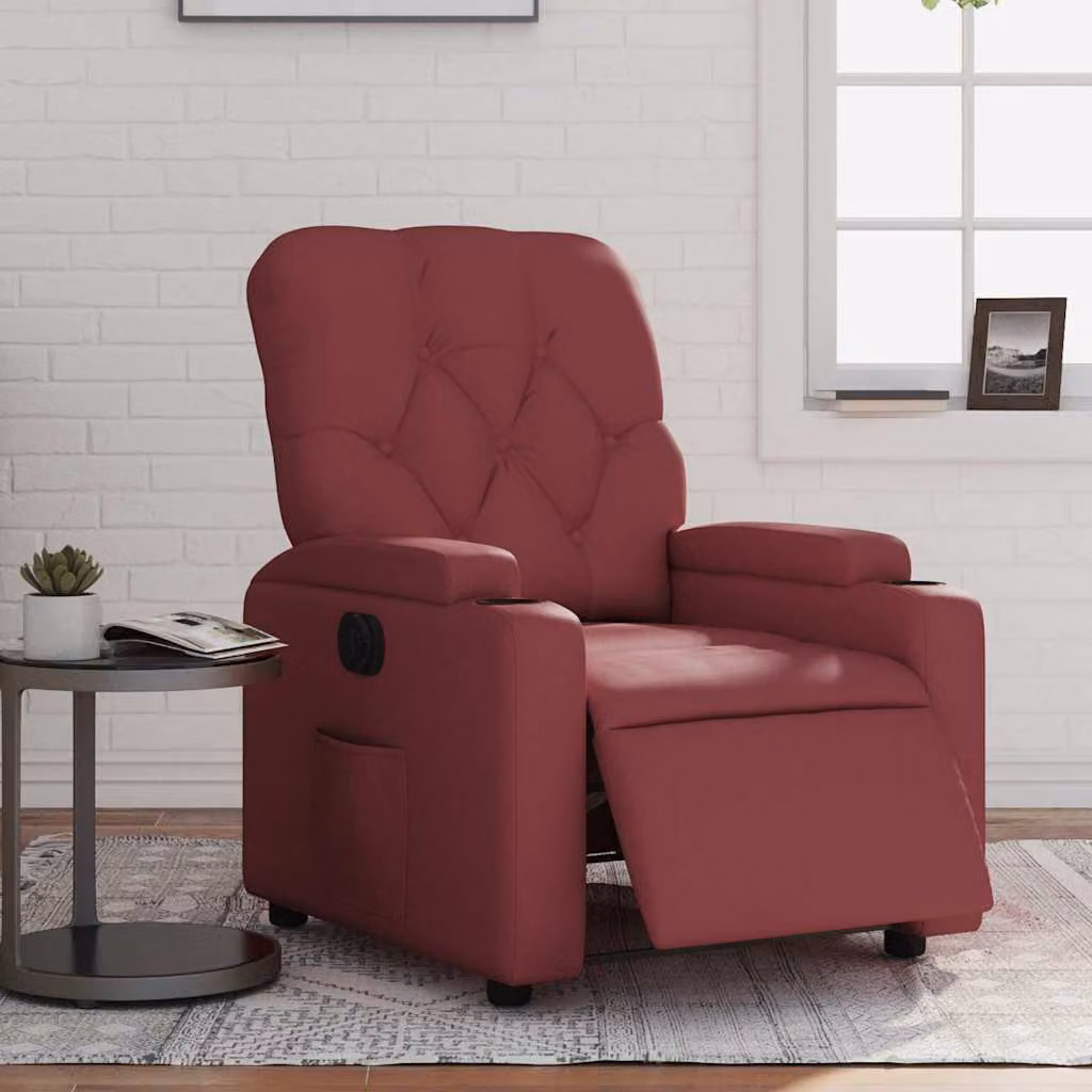 Poltrona Reclinabile Elettrica vidaXL in Similpelle Rossa con Braccioli per Soggiorno – 1