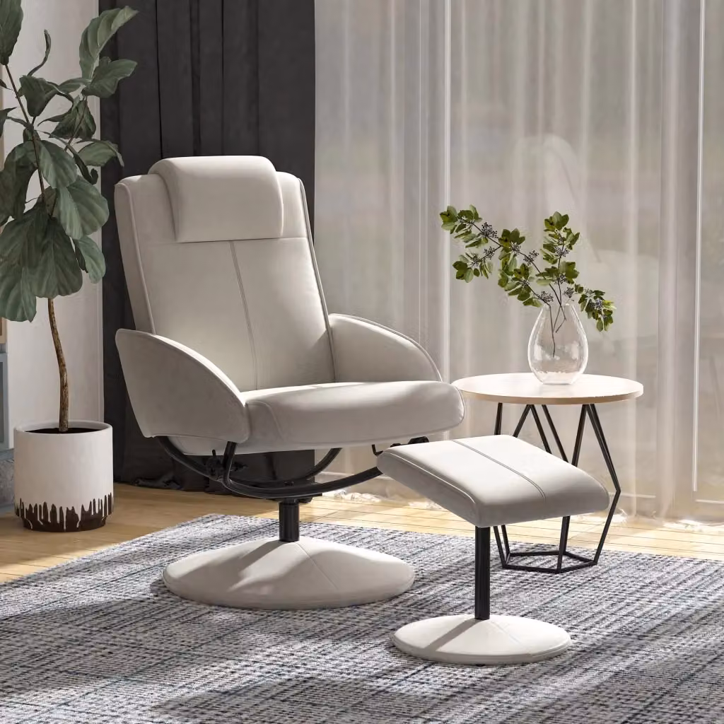 Poltrona Relax Reclinabile Benzoni con Poggiapiedi in Similpelle Grigio – 2
