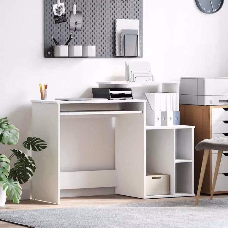 Maison Exclusive - Scrivania bianca, dimensioni 120,5 x 44 x 88,5 cm, realizzata in materiale composito di legno