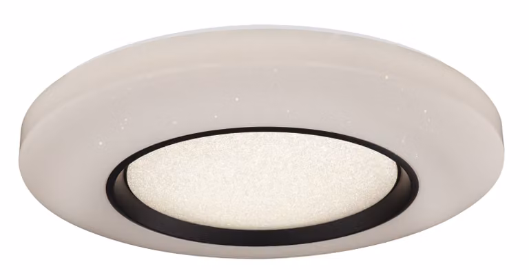 Globo Lighting plafoniera metallo bianco, plastica nera opaca, acrilico opale, cristalli acrilici trasparenti, dimmerabile, colori fissabili, funzione memoria, luce notturna, telecomando, batteria inclusa 2x AAA, Sparkle decor, ø: 700mm, H: 120mm, incl. L
