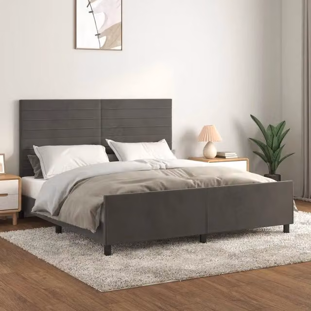 Giroletto senza Materasso-Struttura Letto Grigio Scuro 160x200 cm Velluto 716726