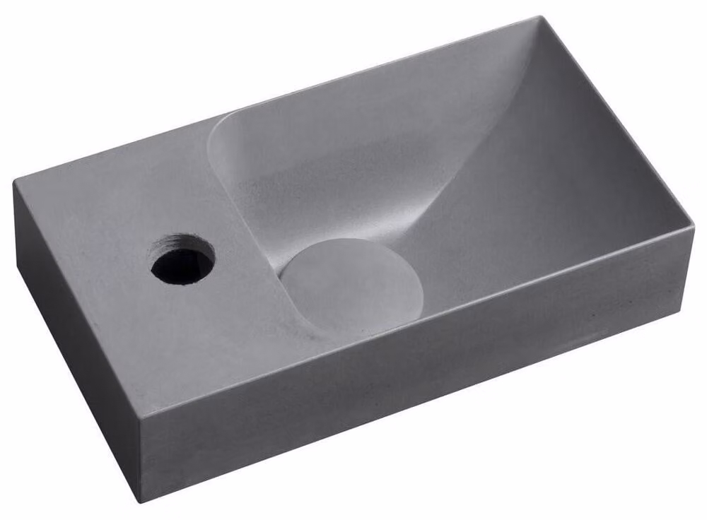 PICCOLINO Lavabo in cemento 30,8x17cm, rubinetto a sinistra, grigio opaco