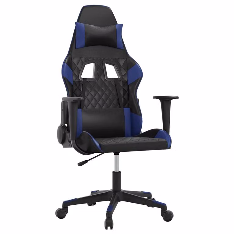 Sedia da Gaming Massaggiante Nero e Blu in Pelle finta