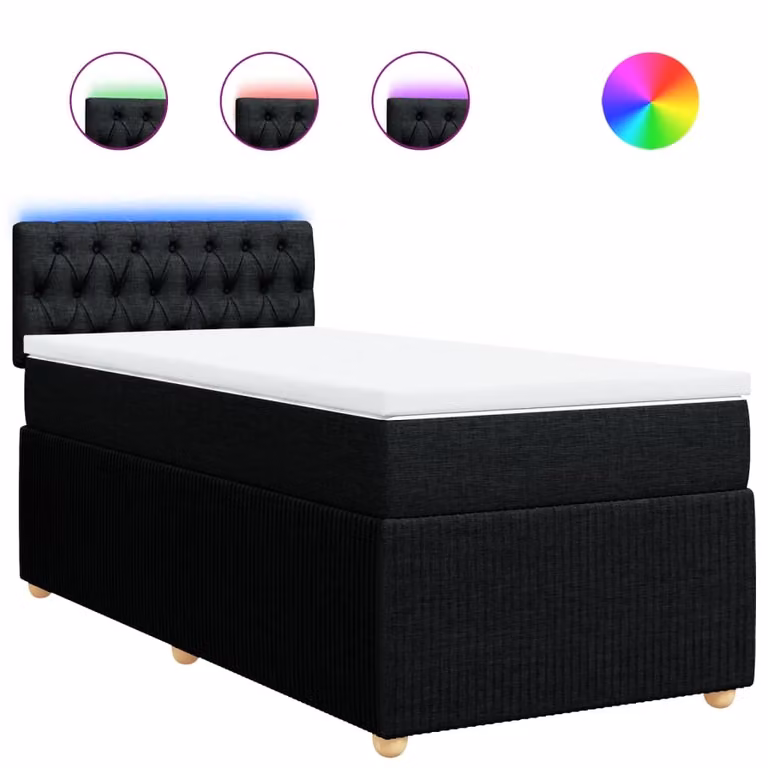 Giroletto a Molle con Materasso Nero 90x200 cm in Tessuto