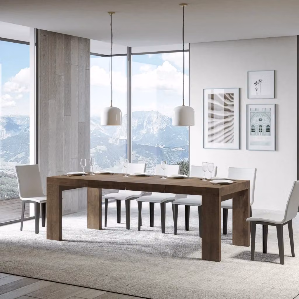 Tavolo allungabile Roxell Premium moderno in legno color noce L/P/H: 120/224 x 90 x 77 cm – 2