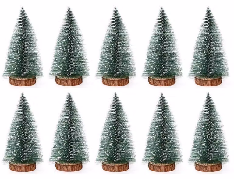 Mini albero di Natale, 12 pezzi, 10 cm, abete nano artificiale, colore verde