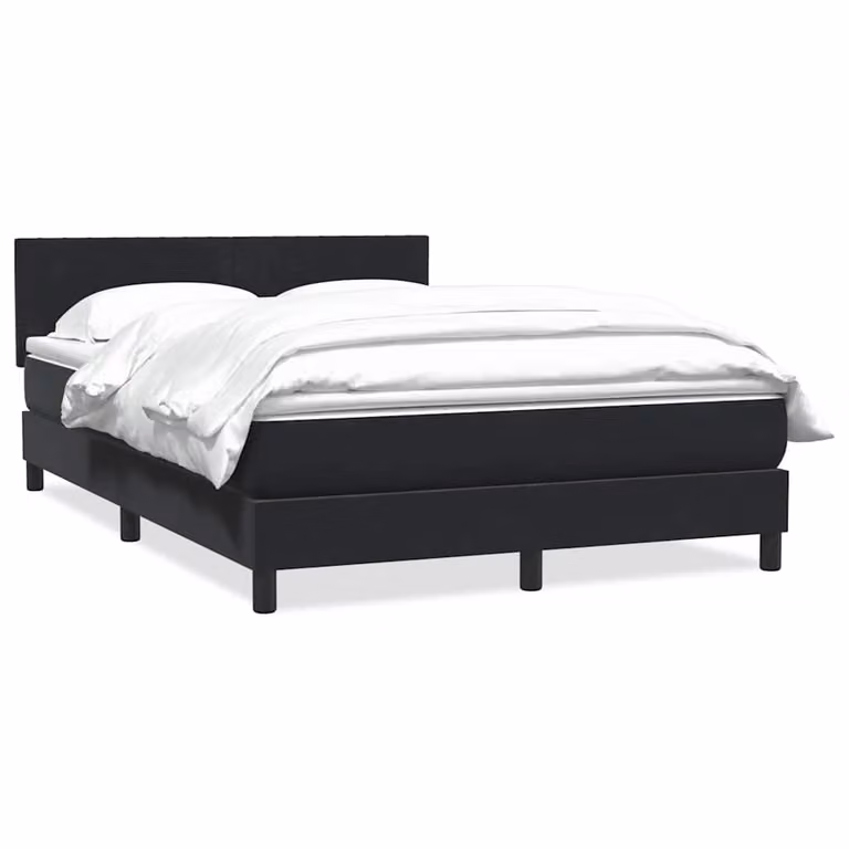 vidaXL Giroletto a Molle con Materasso Ibrido in Velluto Nero L: 160 cm, P: 213 cm, H: 88 cm