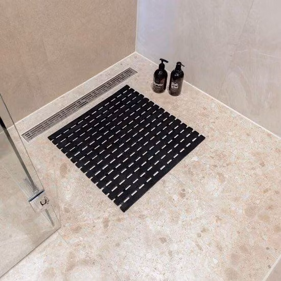 Tappetino da doccia antiscivolo nero 54x54 cm