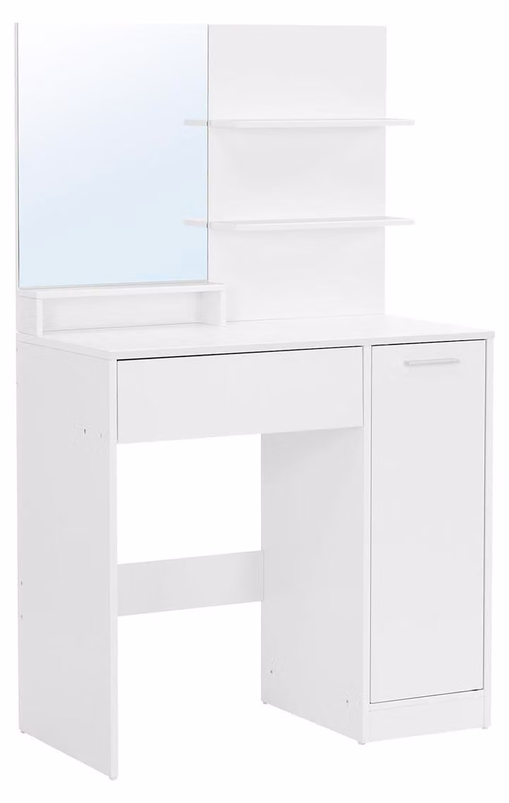 Comò bianco – Organizzatore per trucchi – Pannello truciolare – 80 x 40 x 132 cm