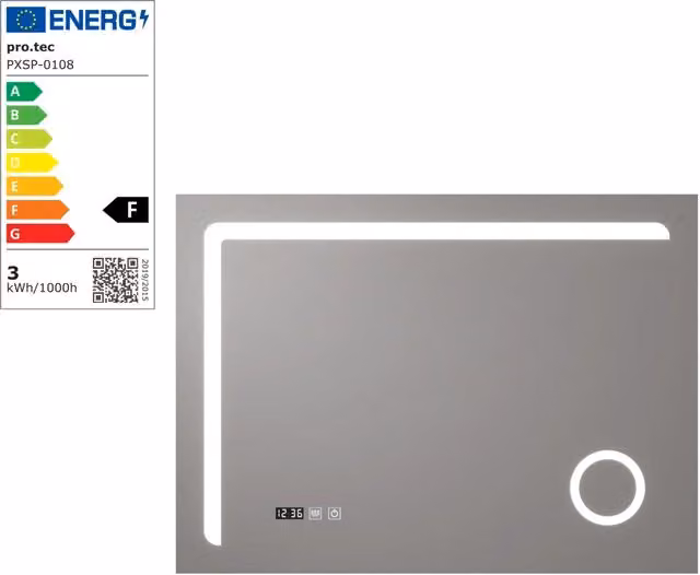 Specchio decorativo moderno per bagno con LED regolabile e touch switch, argento, L: 70 cm, H: 100 cm