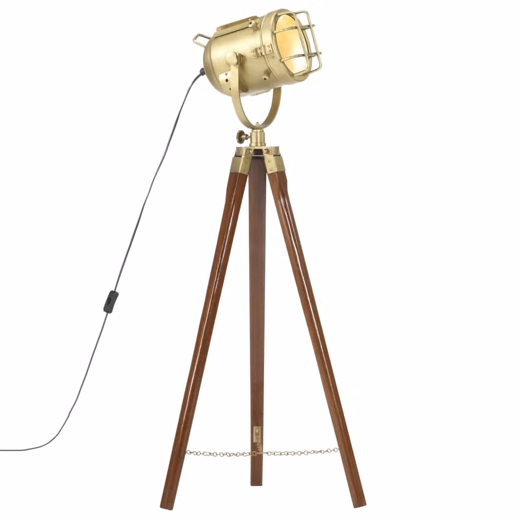 The Living Store Lampada da terra treppiede in legno massiccio di mango 97 cm