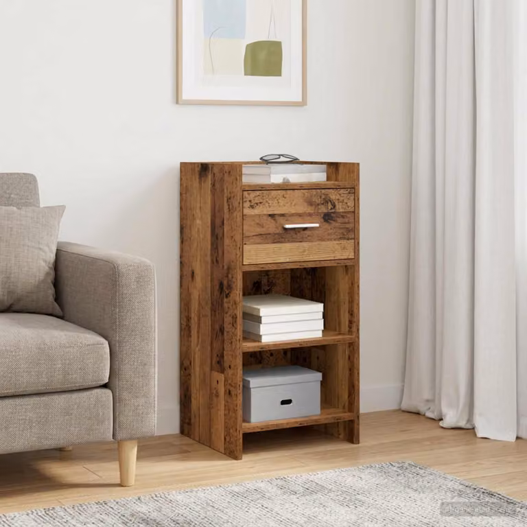 Credenza moderna vidaXL in legno antico e metallo, colore marrone, L 40 cm x P 36 cm x H 80 cm