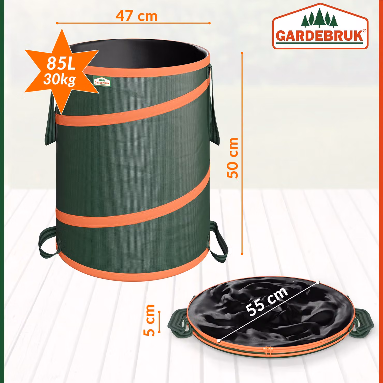 Set di 3 sacchi da giardino Gardebruk in poliestere verde da 85L – 3