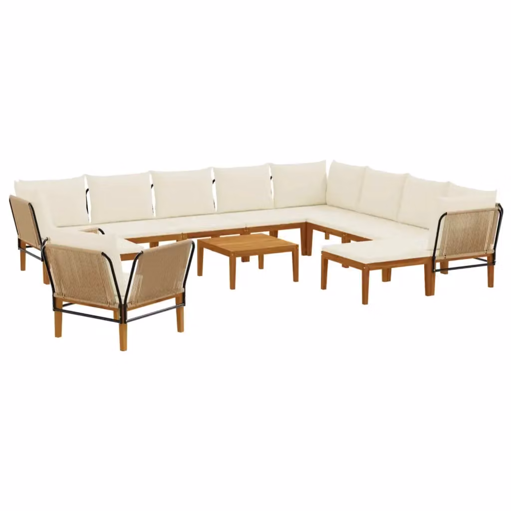 Set di 12 sedie da giardino vidaXL in legno di acacia e corda beige e bianca – 2