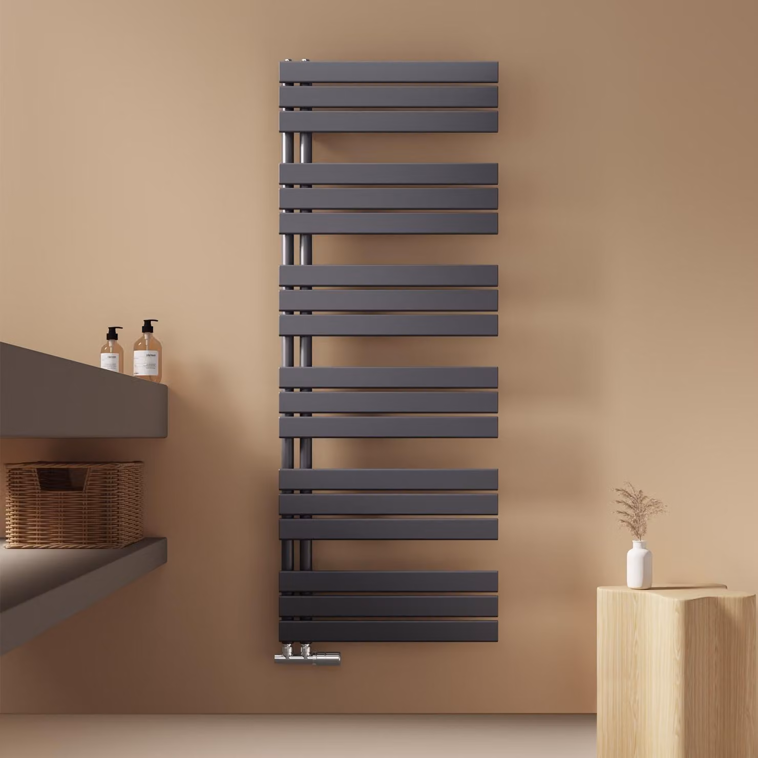 Scaldasalviette EMKE Radiatore da bagno Radiatore a pannello Attacco laterale Montaggio a parete Acqua calda 1599 x 600 mm Antracite senza elemento riscaldante