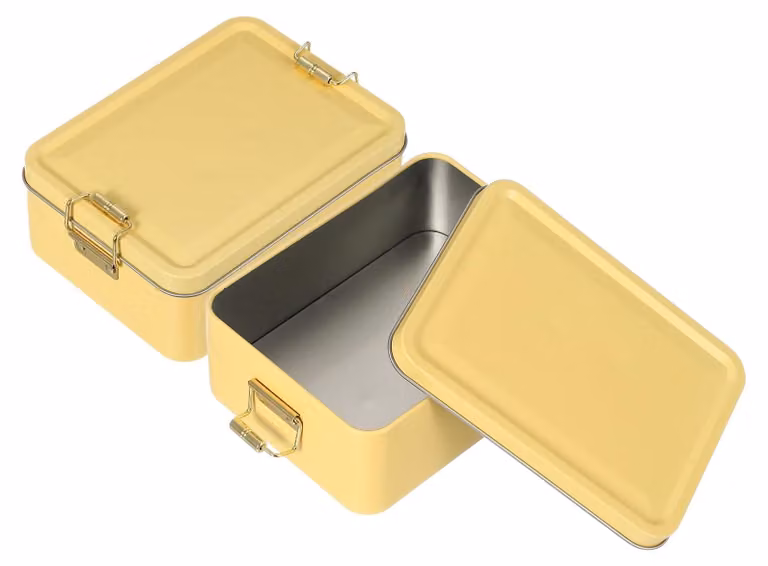 Solidchoice - Set di 2 contenitori metallici vuoti con coperchio, dimensioni 14,5x11x5,5 cm
