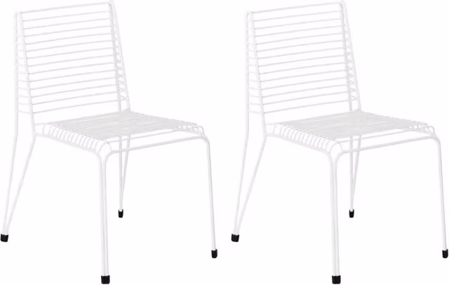 Set di 2 sedie da giardino impilabili BELIANI in acciaio bianco opaco stile moderno per esterno e patio