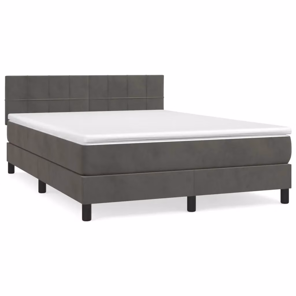 Letto Ibrido con Giroletto a Molle e Materasso vidaXL in Velluto Grigio e Bianco L/P: 140 x 190 cm – 2