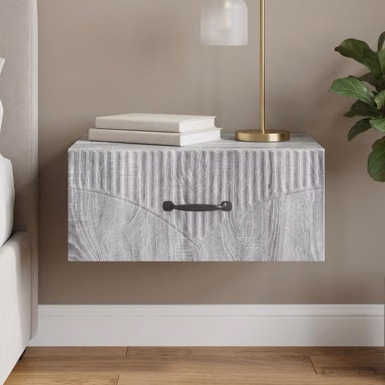 vidaXL Mobiletto da notte a muro moderno Grigio Sonoma L: 49 cm, P: 34,5 cm, H: 20 cm